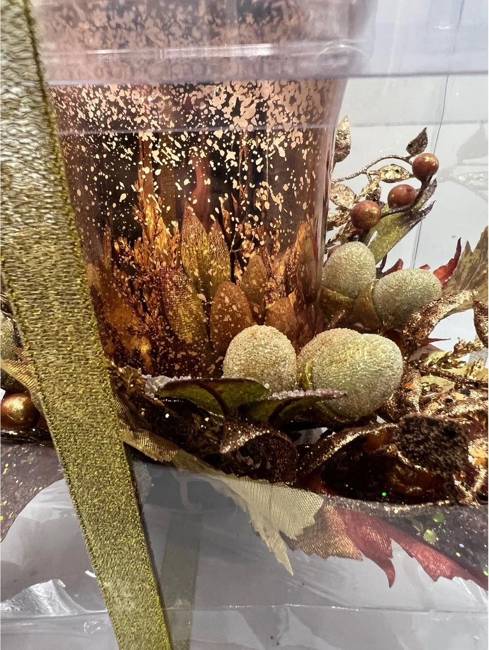 New Fall Brown Gold tulle Fall Candle Tabletop display
